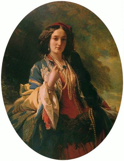 Portrait of Katarzyna Potocka née Branicka in oriental costume by Franz Xaver Winterhalter